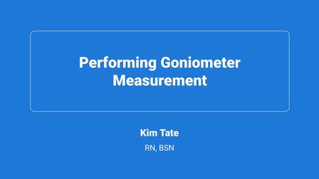 Performing Goniometer Measurement