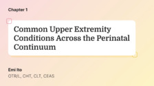 Common Upper Extremity Conditions Across the Perinatal Continuum