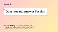 Question and Answer Session