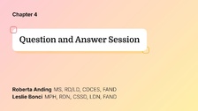 Question and Answer Session